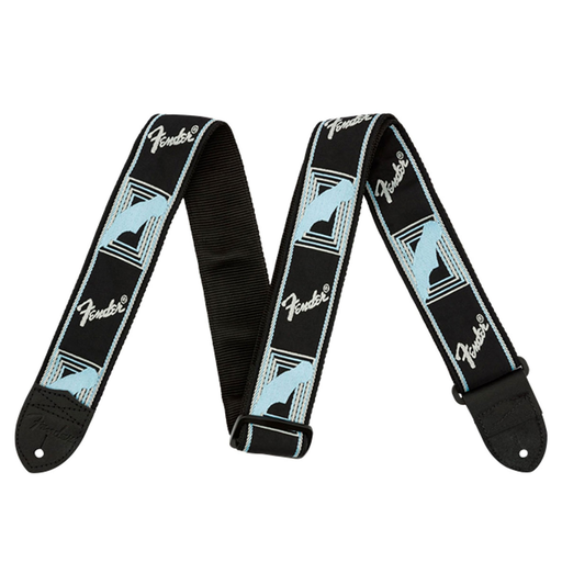 [0990681543] CINCHO FENDER, PARA GUITARRA/BAJO, NEGRO, CON DISEÑO CELESTE