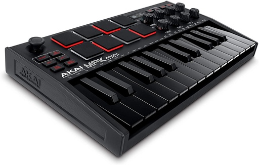 [MPKMINI3B] CONTROLADOR MIDI AKAI, USB, 25 MINI TECLAS, MIDI VIP3.0, NEGRO
