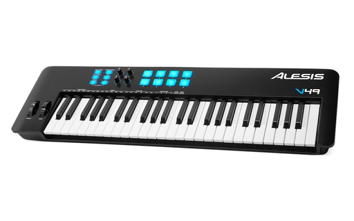 [V49MKII] CONTROLADOR MIDI ALESIS. 49 TECLAS, 8 PADS SENSIBLES, COLOR NEGRO