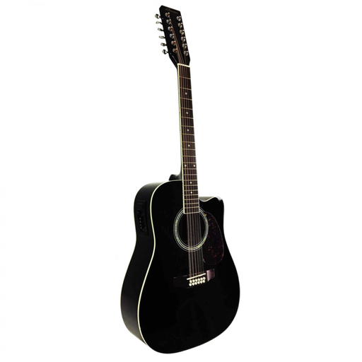 [GV-AF8A8E12-BK] DOCEROLA ELECTRO-ACUSTICO VALENCIANA, 44 NEGRO, CON FUNDA