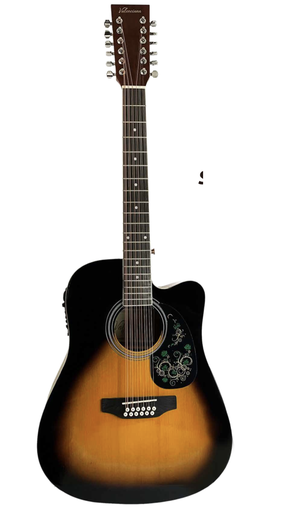 [GV-AF8A8E12-SB] DOCEROLA ELECTRO-ACUSTICO VALENCIANA, 44 SUNBURST, CON FUNDA