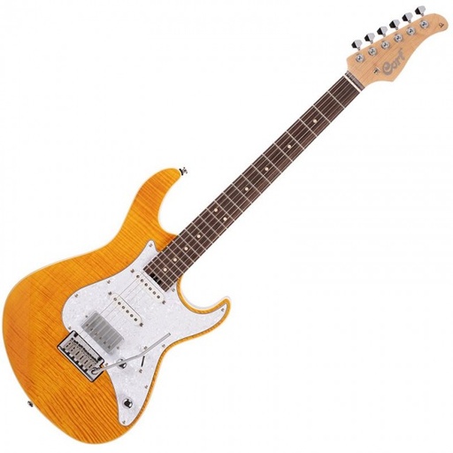 [G280 Select AM] GUITARRA ELECTRICA CORT, MADERA ARCE, ARCE DURO, PALO DE ROSA, PASTILLAS HSS, COLOR AMBAR, INCLUYE FUNDA