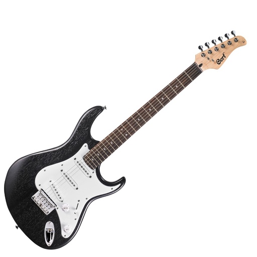 [G100 OPB] GUITARRA ELECTRICA CORT, STRATOCASTER, ACABADO PORO ABIERTO, NEGRO, INCLUYE FUNDA
