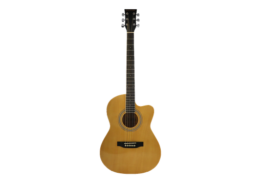 [AF227A-E-YW] GUITARRA ELECTROACUSTICA LIVERPOOL, DE 38" CURTAWAY, COLOR AMARILLA, CON FUNDA