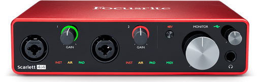 [4I4 G3] INTERFACE DE AUDIO FOCUSRITE, SCARLET, 2-IN HIBRIDO / 2- IN TS / 4-OUT, 24BIT, 192KHZ