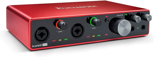 [SCARLETT 8i6 G3] INTERFACE DE AUDIO FOCUSRITE, SCARLETT, 2-IN XLR / 4-IN TS / 4-OUT, 24BIT, 192KHZ