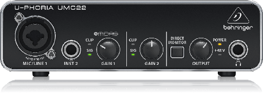 [UMC22] INTERFACE DE AUDIO U-PHORIA BEHRINGER, 2 ENTRADAS, 2 SALIDAS, CON PREAMPS MIDAS AUDIOPHILE 2X2 USB