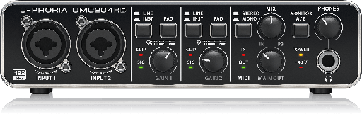 [UMC204HD] INTERFAZ DE AUDIO BEHRINGER, U-PHORIA AURIOPHILE 2X4, CON PREAMPS MIDAS, USB 24 BITS/ 192kHz