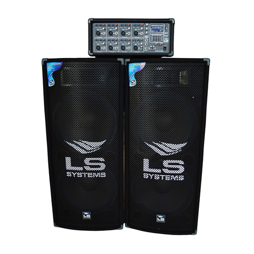 [SYS21582] COMBO DE CABEZAL Y BOCINAS LS SYSTEMS, CABEZAL DE 8 ENTRADAS, 2 ALTAVOCES DE 2X15, USB / SD, 1000 WATTS, 4 OHMS