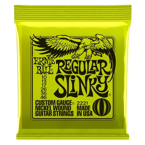 [2221] JUEGO DE CUERDAS ERNIE BALL, PARA GUITARRA ELECTRICA, METAL, CALIBRE 10-46