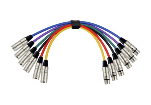 [MP6-480PB-2M] KIT DE CABLES KIRLIN, XLR MACHO A XLR HEMBRA, 6 UNIDADES, VARIOS COLORES, 2 METROS