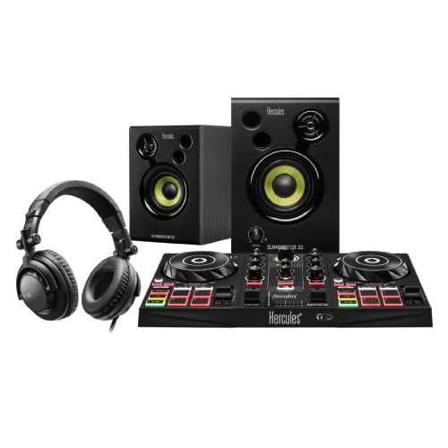 [4780900] KIT DE APRENDIZAJE DJ, CONTROLADOR PARA DJ HERCULES, SERIE IMPULSE 200, MONITORES, Y AUDIFONOS.