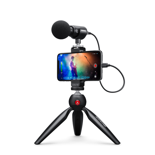 [MV88+] KIT DE VIDEO PORTATIL SHURE, MICROFONO DE CONDENSADOR, TRIPODE, ABRAZADERA DE CELULAR