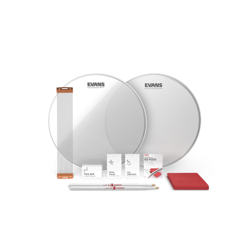 [ESTUK-13UV1-1] KIT EVANS, PARA REDOBLANTE, No 13, INCLUYE 1 PARCHES UV1, 1 SNARESIDE 300, 1 CHARLA, 1 PAR BAQUETAS ESPECIAL, 1 PAÑO, PODS