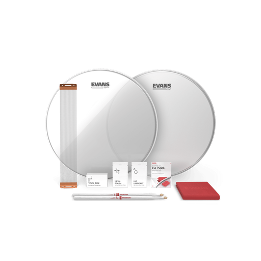 [ESTUK-14UV1-1] KIT EVANS, PARA REDOBLANTE, No 14, INCLUYE 1 PARCHES UV1, 1 SNARESIDE 300, 1 CHARLA, 1 PAR BAQUETAS ESPECIAL, 1 PAÑO, PODS