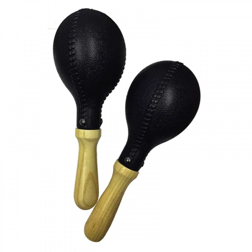 [YWPM-16BK] MARACAS BOCHELI, 2 MARACAS, MANGO DE MADERA Y PUNTA DE PLASTICO, NEGRO