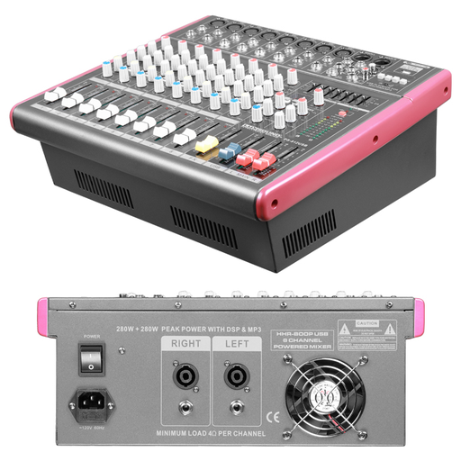 [PS812USB] MEZCLADORA ACTIVA (CONSOLA AMPLIFICADA) LUXSOUND, 2X380 WATTS, 8 CANALES, EQ GRAFICO, FX, MP3/USB