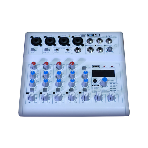 [LS7] MEZCLADORA PASIVA LS SYSTEMS, 7 ENTRADAS (4 XLR) (2 STEREO), USB PLAYBACK, BLUETOOTH, FX, INTERFACE 32 BITS 48 KHZ