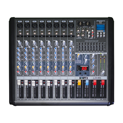 [LSEM8] MEZCLADORA PASIVA LS SYSTEMS, 8 ENTRADAS (8 XLR/LINE) , USB PLAYBACK, FX