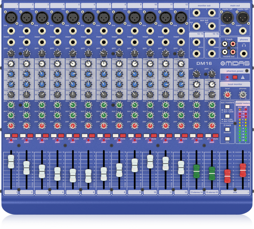 [DM16] MEZCLADORA PASIVA PARA EN VIVO Y ESTUDIO MIDAS, 16 ENTRADAS (12XLR)