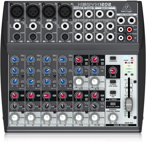 [1202] MEZCLADORA PASIVA XENYX BEHRINGER, 12 ENTRADAS (4XLR) (4STEREO) 2 BUSES