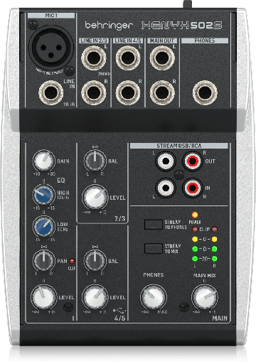 [502S] MEZCLADORA PASIVA XENYX BEHRINGER, 5 ENTRADAS (1XLR) (2STEREO), INTERFAZ USB