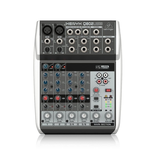 [Q802USB] MEZCLADORA PASIVA XENYX BEHRINGER, 8 ENTRADAS (2XLR) (4STEREO) 2 BUSES, INTERFAZ USB