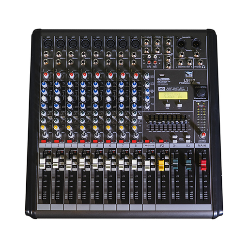 [LS8FX] MEZCLADORA PASIVA, LS SYSTEMS, 8 ENTRADAS XLR, 1 ENTRADA TAPE, EQ GRAFICO, FX