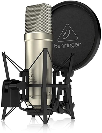 [TM1] MICROFONO CONDENSADO BEHRINGER, DE DIAFRAGMA GRANDE, PARA STUDIO, INCLUYE MONTAGE Y FILTRO