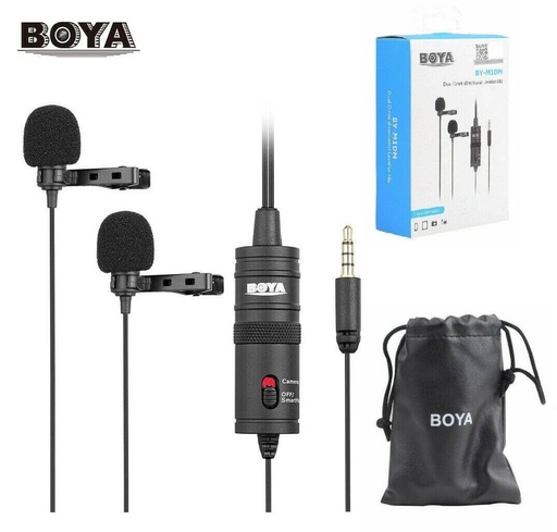 [BOY-M-LEV-M1DM] MICROFONO DE SOLAPA DOBLE BY-M1DM BOYA, PARA DSLR Y CELULAR, PATRON OMNI-DIRECIONAL DE BATERIA