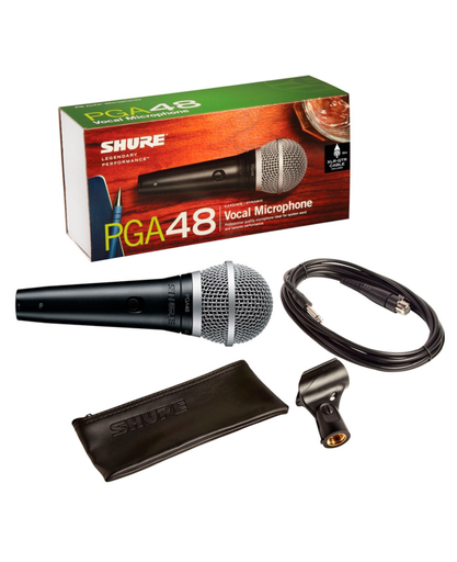 [PGA48-QTR] MICROFONO DINAMICO SHURE, PARA VOCES, CARDIOIDE, CHASIS NEGRO, CON CABLE PLUG 1/4 - XLR HEMBRA