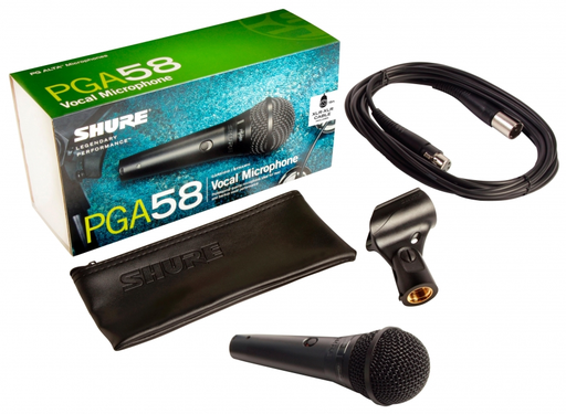 [PGA58-XLR] MICROFONO DINAMICO SHURE, PARA VOCES, CARDIOIDE, CHASIS NEGRO, CON CABLE XLR A XLR