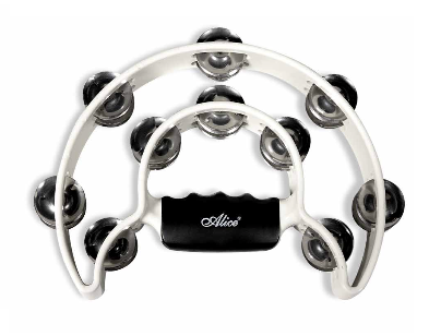 [ATB002-WH] PANDERETA ALICE, DOBLE MEDIA LUNA, BLANCO