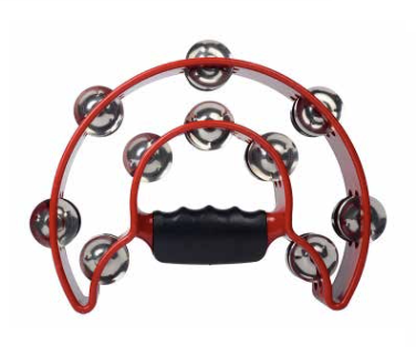 [ATB002-RED] PANDERETA ALICE, DOBLE MEDIA LUNA, ROJO