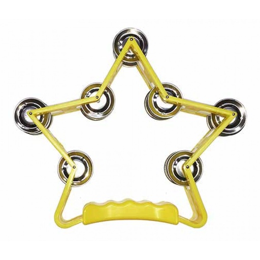 [YWTS-5YL] PANDERETA BOCHELI, DISEÑO DE ESTRELLA, AMARILLO