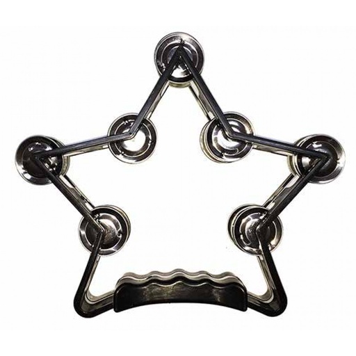 [YWTS-5BK] PANDERETA BOCHELI, DISEÑO DE ESTRELLA, NEGRO