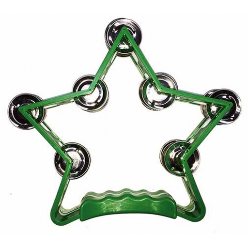 [YWTS-5GR] PANDERETA BOCHELI, DISEÑO DE ESTRELLA, VERDE