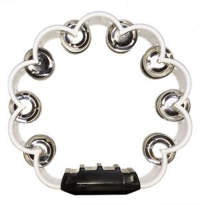 [YWTF-22WH] PANDERETA BOCHELI, DISEÑO DE FLOR, BLANCO