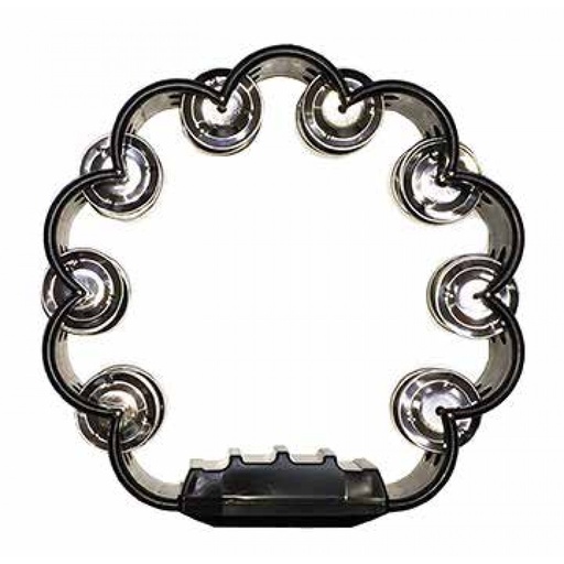 [YWTF-22BK] PANDERETA BOCHELI, DISEÑO DE FLOR, NEGRO