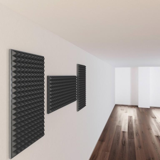 [AIX-SH003-P-C-SR] PANEL ACUSTICO SH003 AIX FOAM, PIRAMIDAL CARBON, COLOR ANTRACITA, 100CM X 50CM X 5CM