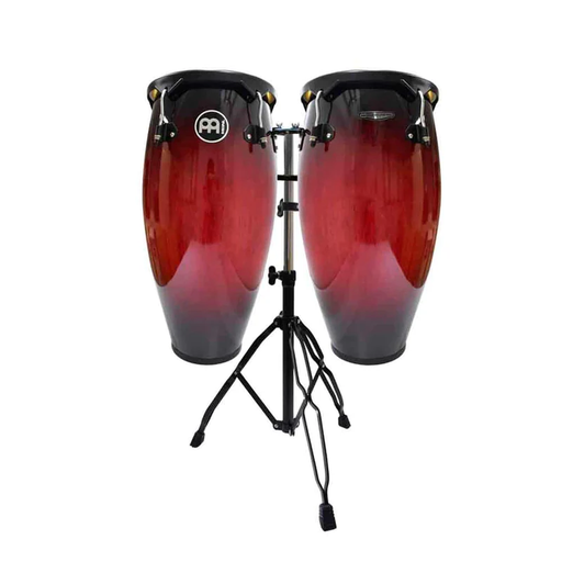 [MC82WRB] PAR DE CONGA MEINL, MEDIDAS 11 + 12, ACABADO BRILLATE, COLOR WINE RED SUNBURTS CON SOPORTE