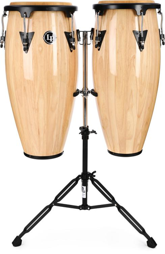 [LPA646-AW] PAR DE CONGAS LP, SERIE ASPIRE, 9 3/4 +11, MADERA, COLOR NATURAL, CON SOPORTE NEGRO