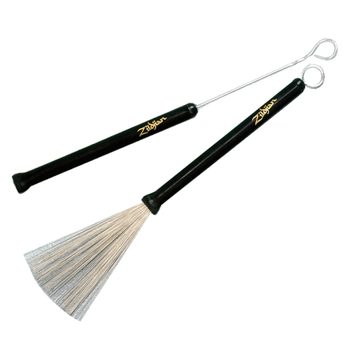 [ZSDWBZB1] PAR DE ESCOBILLAS PROFESIONALES ZILDJIAN, CERDAS DURAS, MANGO COLOR NEGRO