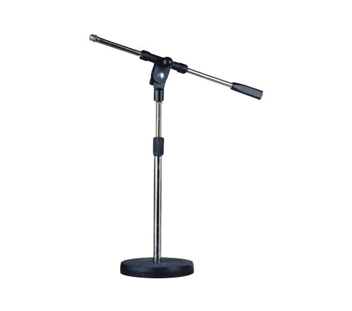 [F-917] PEDESTAL PARA MICROFONO MINI NIPPON AMERICA, CON BRAZO, COLOR CROMADO, BASE REDONDO