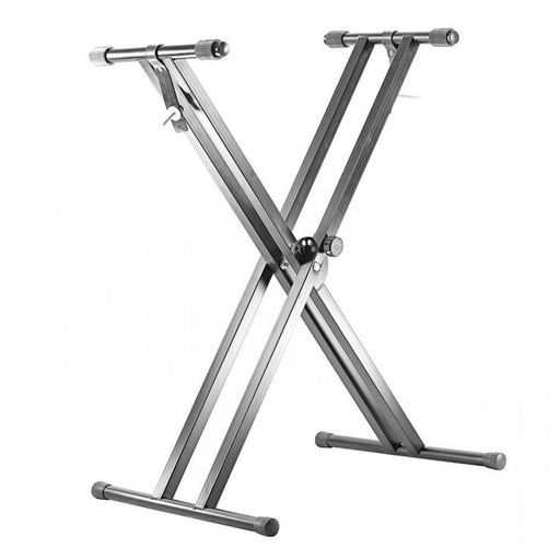 [WS-302] PEDESTAL PARA TECLADO GOLIAT, DOBLE BARRA, METALICO COLOR NEGRO