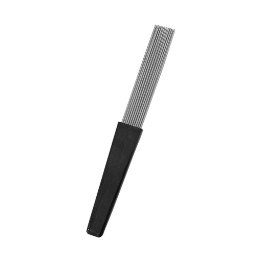 [GUIRO-BRUSH-12] PEINETA PARA GUIRO ZEBRA, MANGO DE MADERA Y BARRILLAS METALICAS