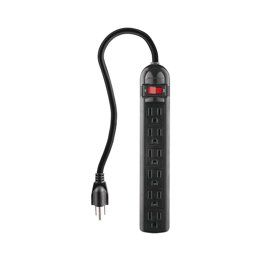 [M-11-2018BK] REGLETA MITZU, 6 SALIDAS, COLOR NEGRO