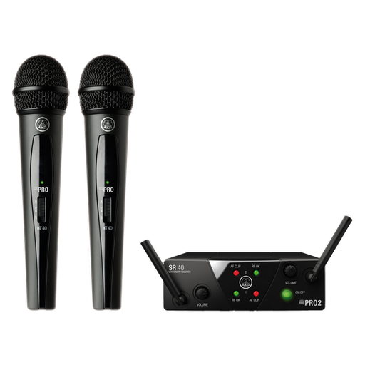 [WMS40 MINI DUAL] SET DE 2 MICROFONOS AKG, DE MANO INALAMBRICO, DINAMICO, CARDIOIDE, CON RECEPTOR MINI BALANCEADO