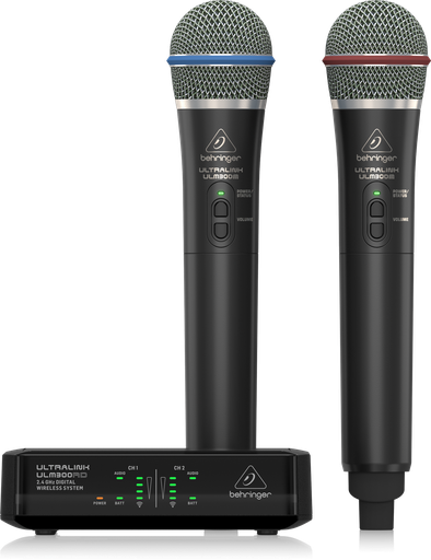 [ULM302MIC] SET DE 2 MICROFONOS BEHRINGER, SERIE ULTRALINK, DINAMICO, INALAMBRICO, 2 DE MANO, CON RECEPTOR