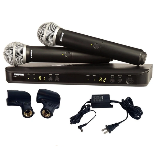 [BLX288/PG58-K12] SET DE 2 MICROFONOS SHURE, DINAMICO, INALAMBRICO, DE MANO, CON RECEPTOR BLX, CAPSULA PG 58